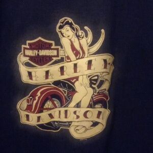 Harley-Davidson Black Tee with Vintage Motorcycle Art